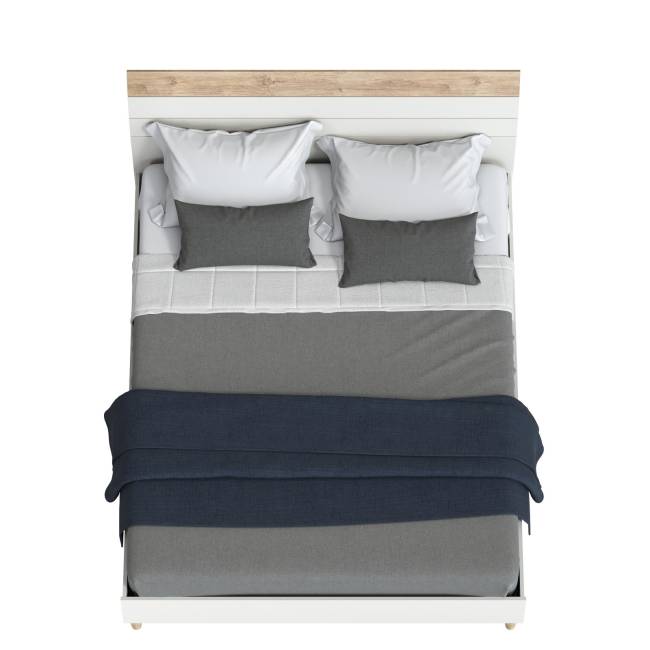 Двуспальная кровать Муссон с ортопедическим основанием цвет белый/дуб эндгрейн элегантный Двуспальная кровать Муссон с ортопедическим основанием цвет белый/дуб эндгрейн элегантный