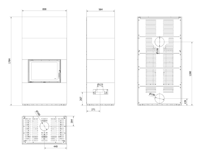Каминокомплект Kratki PRO FLOKI OXIDE MORO