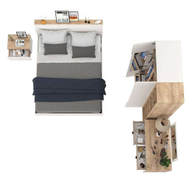 Муссон Спальня № 16 цвет белый/дуб эндгрейн элегантный, ортопед