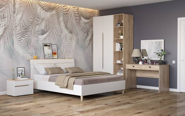 Муссон Спальня № 16 цвет белый/дуб эндгрейн элегантный, ортопед