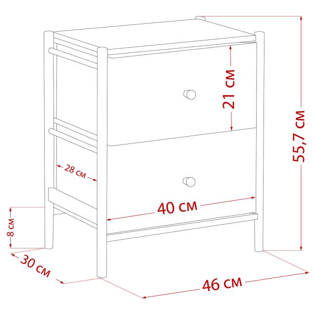 Комод Leset Хайди 2 ящика Белый Белый