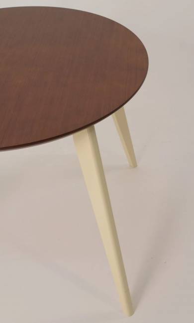 Стол обеденный круглый Сканди К100, слоновая кость/орех