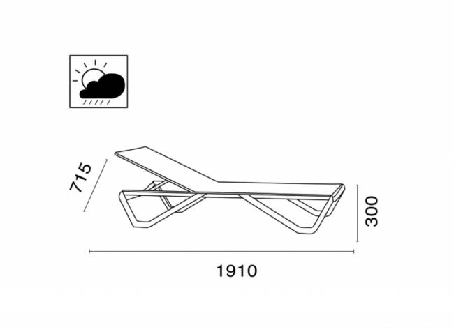 Шезлонг-лежак металлический Wave Paint белый 1910х715х300 мм