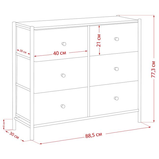 Комод Leset Хайди 6 ящиков Белый Белый