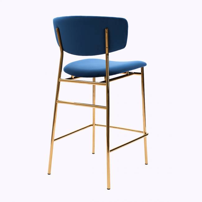 Дизайнерский полубарный стул Marko синий, основание золото