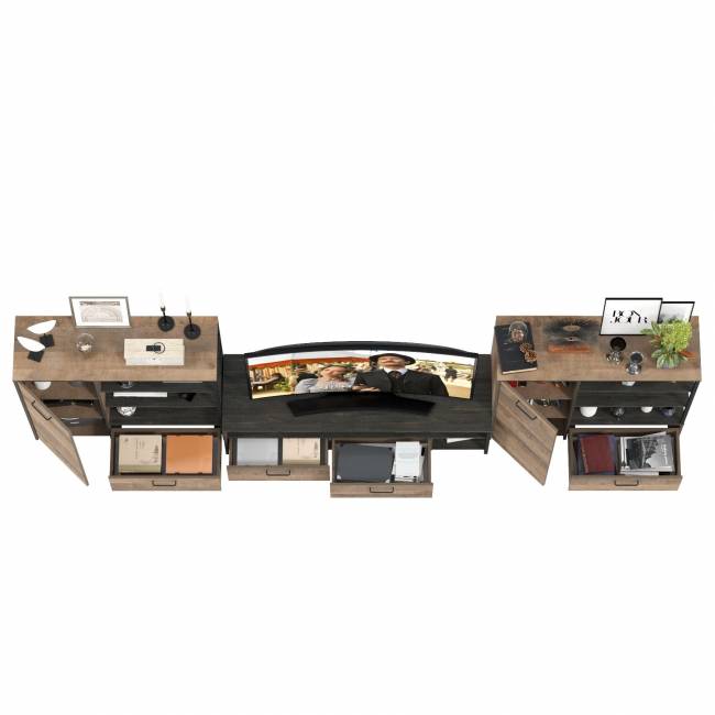 Два комода с одним ящиком и дверкой и ТВ-тумба Трувор цвет дуб гранж песочный/интра Два комода с одним ящиком и дверкой и ТВ-тумба Трувор цвет дуб гранж песочный/интра