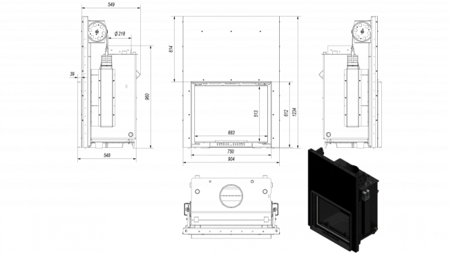 Топка с водяным контуром AMELIA/PW/24/G/W, гильотина