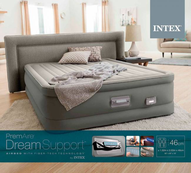 64770, Intex, Надувная кровать 152х203х46см "Premaire Dream Support" встр.нас. 220В, до 272кг 64770, Intex, Надувная кровать 152х203х46см "Premaire Dream Support" встр.нас. 220В, до 272кг