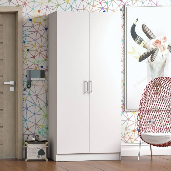 Шкаф 2-х створчатый белый Стандарт цвет белый Шкаф 2-х створчатый белый Стандарт цвет белый