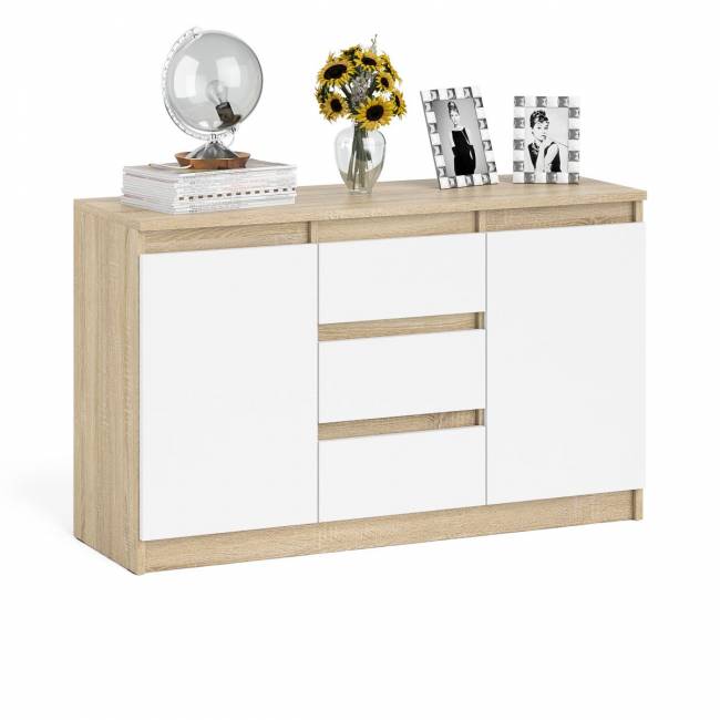 Комод-тумба три ящика и две дверки Мори МК1200.3 цвет дуб сонома/белый Комод-тумба три ящика и две дверки Мори МК1200.3 цвет дуб сонома/белый