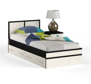 Кровать с ящиками 900 с тумбой Сакура цвет венге/дуб лоредо