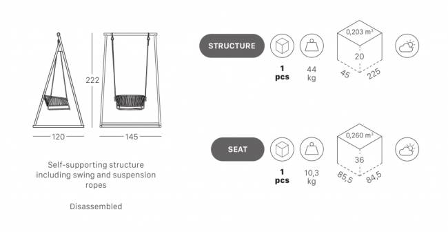 Качели плетеные Lisa Swing антрацит, ментоловый 1450х1200х2220 мм Качели плетеные Lisa Swing антрацит, ментоловый 1450х1200х2220 мм