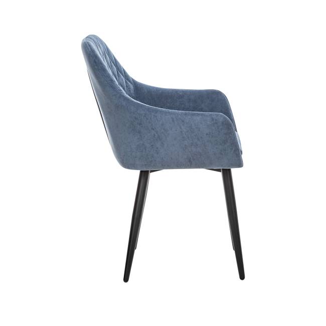 Стул с подлокотниками Leset Слим, каркас Черный, велюр Синий Синий Черный Стул с подлокотниками Leset Слим, каркас Черный, велюр Синий Синий Черный