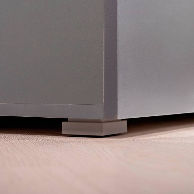 Мебельная стенка для прихожей Октава № 47 цвет белый шагрень/серый графит/дуб крафт золотой