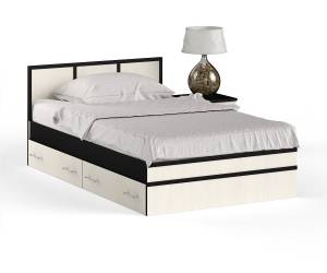 Кровать с ящиками 1200 с тумбой Сакура цвет венге/дуб лоредо