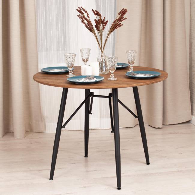 Стол RUSTO (mod. 283) МДФ/металл, D100 х 75 см, Black (Черный) / Walnut (Орех) 10 Стол RUSTO (mod. 283) МДФ/металл, D100 х 75 см, Black (Черный) / Walnut (Орех) 10