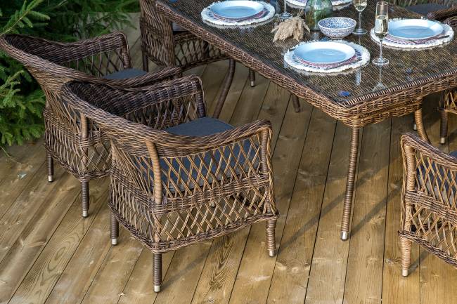 "Амароне" обеденная группа из искусственного ротанга на 6 персон, цвет коричневый "Амароне" обеденная группа из искусственного ротанга на 6 персон, цвет коричневый