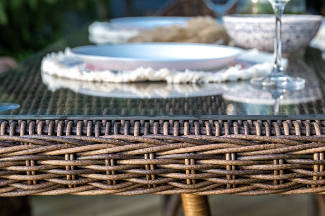 "Амароне" обеденная группа из искусственного ротанга на 6 персон, цвет коричневый "Амароне" обеденная группа из искусственного ротанга на 6 персон, цвет коричневый