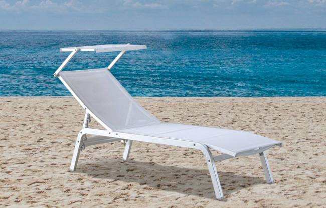 Шезлонг-лежак металлический Navy серебристый 2000х600х1000 мм Шезлонг-лежак металлический Navy серебристый 2000х600х1000 мм