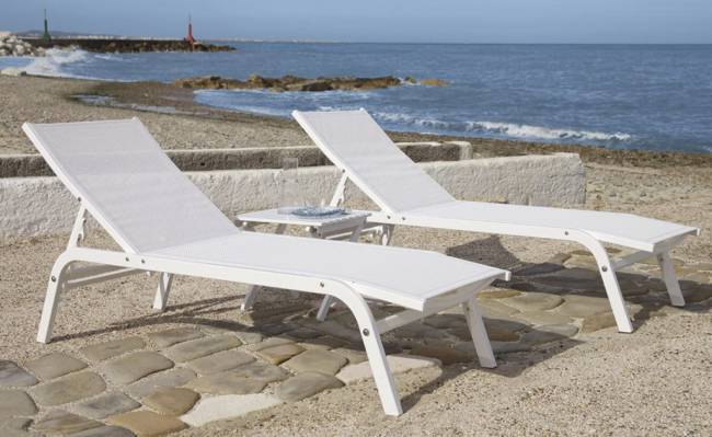 Шезлонг-лежак металлический Navy серебристый 2000х600х1000 мм Шезлонг-лежак металлический Navy серебристый 2000х600х1000 мм