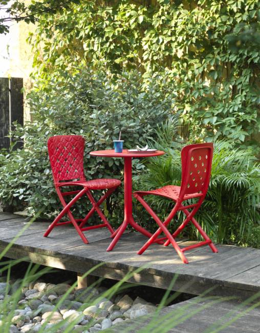 Стол пластиковый обеденный Spritz + Spritz Mini красный Ø605х400-765 мм