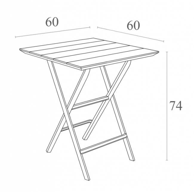 Стол пластиковый складной Helen Folding Table 60 черный 600х600х740 мм