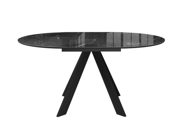 Стол DikLine SFC110 d1100 стекло Оптивайт Черный мрамор/подстолье черное/опоры черные Стол DikLine SFC110 d1100 стекло Оптивайт Черный мрамор/подстолье черное/опоры черные