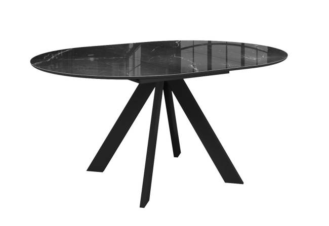 Стол DikLine SFC110 d1100 стекло Оптивайт Черный мрамор/подстолье черное/опоры черные Стол DikLine SFC110 d1100 стекло Оптивайт Черный мрамор/подстолье черное/опоры черные