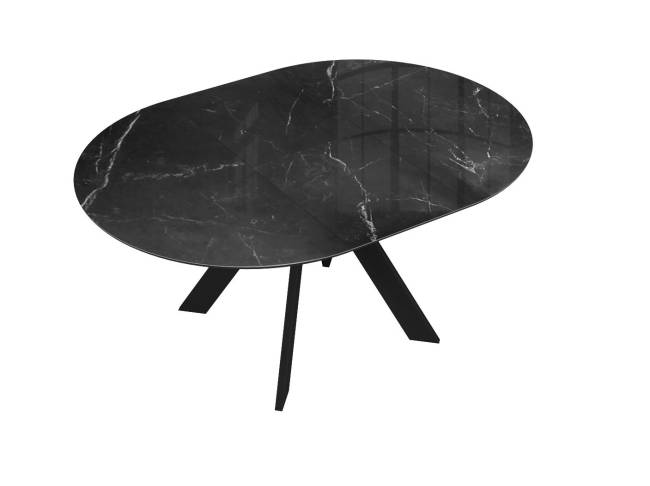 Стол DikLine SFC110 d1100 стекло Оптивайт Черный мрамор/подстолье черное/опоры черные Стол DikLine SFC110 d1100 стекло Оптивайт Черный мрамор/подстолье черное/опоры черные