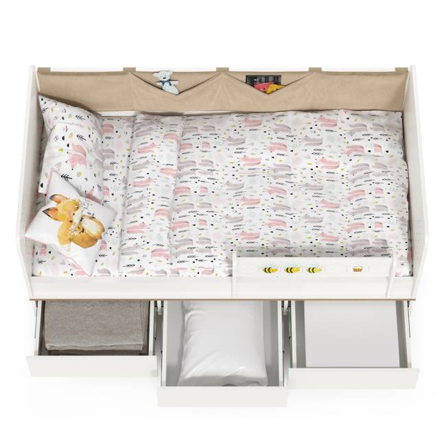 Детская кровать с ящиками Эйп 11.40 цвет белый/дуб белый