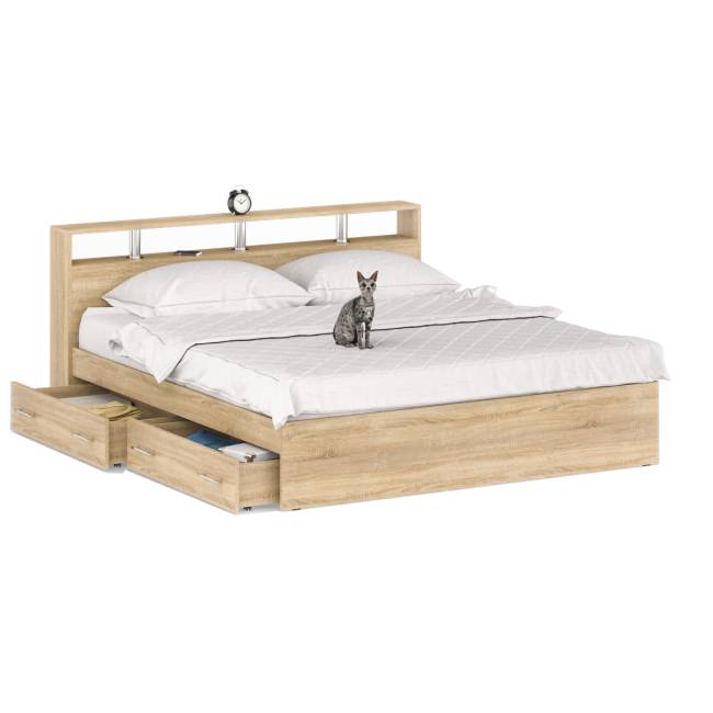 Кровать с ящиками Камелия 1800 цвет дуб сонома