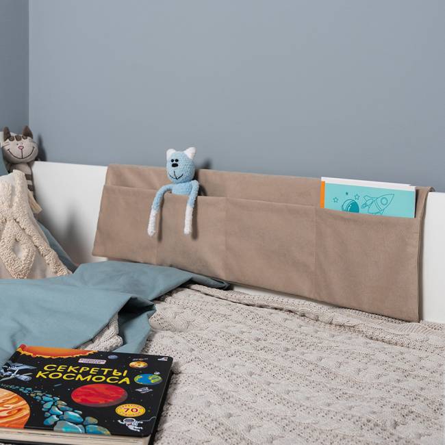 Накладка-карман для кроватей Джастин ткань серо-бежевая Накладка-карман для кроватей Джастин ткань серо-бежевая
