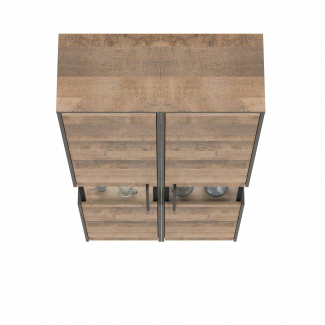 Два шкафа-пенала с витриной с подсветкой Трувор цвет дуб гранж песочный/интра Два шкафа-пенала с витриной с подсветкой Трувор цвет дуб гранж песочный/интра