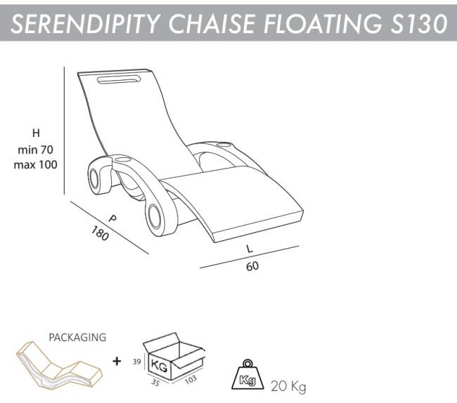 Шезлонг-лежак пластиковый плавающий Serendipity Chaise Floating S130 1800х600х1000 мм Шезлонг-лежак пластиковый плавающий Serendipity Chaise Floating S130 1800х600х1000 мм